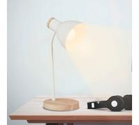 Briloner Prep table lamp, white, metal, wood, E14