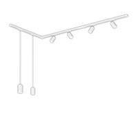 Briloner - Rail Rail System, Complete Set, 4X GU10 Adjustable spotlights, 2X GU10 suspensions, L-Shape, Ceiling Light Rail System, Spotlight Rail, Ceiling lamp, 2.25 m, White