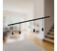 Briloner - Rail Rail System Complete Set, 4X GU10 Suspension, Power Supply, Ceiling Lighting Rail System, Spotlight Rail, Ceiling Light, Pendant lamp, Hanging lamp 1.5 m, Black