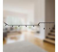 Briloner - Rail Rail System, Complete Set, 6X GU10 Adjustable spotlights, 2X GU10 suspensions, Cap/Stairs-Form Shape, Ceiling Light Rail System, Spotlight Rail, 5.20 m, Black