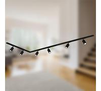 Briloner - Rail Rail System, Complete Set, 6X GU10 Adjustable spotlights, L-Shape, Ceiling Light Rail System, Spotlight Rail, Ceiling Light, Spotlight, 3 m, Black