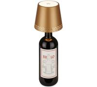 BRILONER - Rechargeable Bottle lamp with USB c, Cordless lamp with Touch, dimmable, Warm White, 11x9cm., Outdoor Table lamp, Table lamp, Battery lamp, Table Lamps for Living Room, IP44, Gold