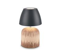 BRILONER - Rechargeable LED Table lamp IP44 with Touch, dimmable, Ceramic Base, Battery lamp, Bedside, no Cord, Outdoor use, 13,5x22 cm, Anthracite-Wood