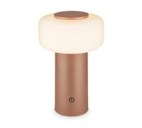 BRILONER - Rechargeable LED table lamp IP44 with touch, dimmable, replaceable battery, LED light, battery table lamp, bedside, no cord, outdoor, 13x20.6 cm, coffee