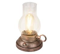 BRILONER - Rechargeable LED Table Lamp IP44 with Touch, Dimmable, Replaceable Battery, LED Light, Battery Table Lamp, Bedside Lamp, Camp Light, Oil Lamp, Outdoor, 10.5 X 17.5 cm, Bronze-Crafted