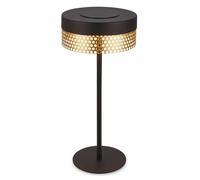 BRILONER - Rechargeable LED Table Lamp IP44 with Touch, Dimmable, Replaceable Battery, LED Light, Battery Table Lamp, Bedside Lamp, Cordless, Outdoor, 16X35 cm, Black-Gold