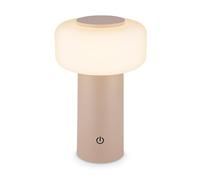 BRILONER - Rechargeable LED table lamp IP44 with touch, dimmable, replaceable battery, LED light, battery table lamp, bedside, no cord, outdoor, 13x20.6 cm, beige