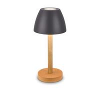 BRILONER - Rechargeable LED Table Lamp IP44 with Touch, Dimmable, Replaceable Battery, LED Light, Bedside Lamp, Cordless, 13.5X30cm, Anthracite Wood