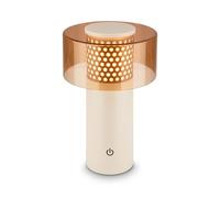 BRILONER - Rechargeable LED Table Lamp IP44 with Touch, Dimmable, Warm White Light, LED, Battery, Cordless, 13X20.5 cm, Coffee-Light Grey