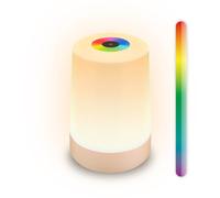 Briloner - Rechargeable LED Table Lamp, RGB IP44, Nightlight with Touch Control, Dimmable, Replaceable Battery, LED Bedside Table Light, Battery Camping Light, Outdoor, 9x13 cm, Beige