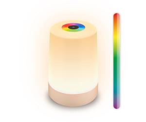 Briloner - Rechargeable LED Table Lamp, RGB IP44, Nightlight with Touch Control, Dimmable, Replaceable Battery, LED Bedside Table Light, Battery Camping Light, Outdoor, 9x13 cm, Beige