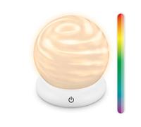 BRILONER - Rechargeable LED Table Lamp, RGBW Colour Effect, Stepless Touch Dimmer, IP44, USB-C Charging, Replaceable Battery, Night Light, Bedside Lamps, Battery Lamp, 15 x 16.5 cm, White