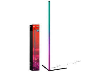 BRILONER RGBIC LED Floor Lamp with Remote Control, Magic RGB LED Lamp as Gaming Decoration, Ambient Lighting with Music Sensor, Lightbar Dimmable, Multicoloured Light, Black, 1.43 m High
