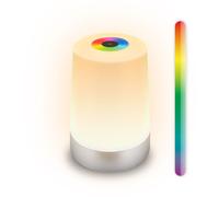 BRILONER RGBW Cordless Chrome Matt Battery Powered LED Table Lamp in Silver Briloner Silver