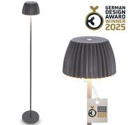 BRILONER Riffle Dimmable Rechargeable USB C Design Award LED Floor Lamp in Black Briloner Black