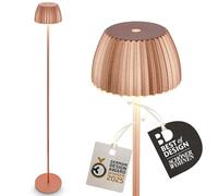 BRILONER - Riffle LED Rechargeable Floor lamp IP44 with Touch, 19x124 cm, dimmable, Memory Function, Replaceable Battery, Battery Floor lamp, German Design Award Winner 2025, Copper Colour