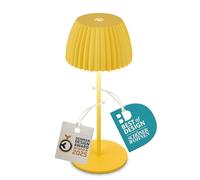 BRILONER - Riffle Mini Rechargeable LED Table lamp IP44 with Light Edge, 8.5x20 cm, Touch, Replaceable Battery, LED Light, Battery Table lamp, Bedside lamp, German Design Award Winner 2025, Yellow