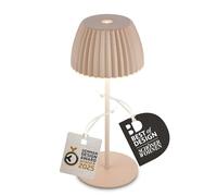 Briloner - Riffle Mini Rechargeable LED Table lamp IP44 with Light Edge, 8.5x20cm, Touch, Replaceable Battery, LED Light, Battery Table lamp, Bedside lamp, German Design Award Winner 2025, Beige