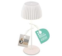 BRILONER - Riffle Rechargeable LED Table lamp IP44 with Light Edge, 14.5x36.5 cm, Touch, Replaceable Battery, LED Light, Battery Table lamp, Bedside lamp, German Design Award Winner 2025, White
