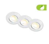 BRILONER - Set of 3 LED recessed spotlights 230V Housing 50% Recycled, Dimmable, Swivelling, Ra90, Colour Temperature Change, LED spot, Flat, Ceiling spotlights, Recessed Lights, 68mm, 90x24mm
