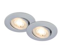 BRILONER - Set of 2 LED recessed downlights 230V, Adjustable, Warm White, Ceiling Spotlight, LED Lights, recessed spotlights, 68mm Hole, 8x3.2 cm, matt Chrome