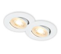 BRILONER Set of 2 LED recessed downlights 230V Flat, Adjustable, Warm White Light, Downlight, Ceiling Spotlight, LED Lights, recessed spotlights, 68mm Hole Size, 8 x 3.2 cm, White