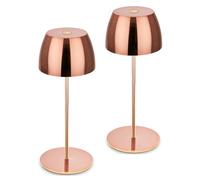 Briloner - Set of 2 Mini LED Table Lamps, IP44, Touch, Rose Gold | Set of 2, Infinitely Dimmable, USB-C, Battery & Light Interchangeable, Bedside Lamp, Decorative Lamp, Outdoor, 8x20cm, 150lm