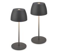 BRILONER - Set of 2 Mini Rechargeable LED Table Lamps, Cordless, IP44, Touch Control, Dimmable, LED Light, Battery Table Lamp, Bedside, Cordless, Camping, Outdoor, 8x20 cm, Anthracite