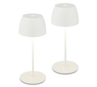 Briloner - Set of 2 Mini Rechargeable LED Table Lamps, Cordless, IP44, Touch Control, Dimmable, LED Light, Battery Table Lamp, Bedside, Cordless, Camping, Outdoor, 8X20 cm, White