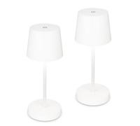BRILONER - Set of 2 Rechargeable LED Table Lamps with Touch Control, Step Dimmable, LED Light, Battery Table Lamp, Bedside, Cordless, Camping, Outdoor, 10.5x26 cm, White