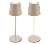Briloner - Set of 2 Rechargeable LED Table Lamps, with Touch Control, Dimmable, Adjustable Height, IP44, LED Light, Battery Table Lamp, Bedside, Cordless, Night Light, Outdoor, 12X36 cm, Beige