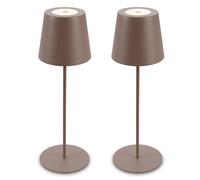 Briloner - Set of 2 Rechargeable LED Table Lamps, with Touch Control, Dimmable, Adjustable Height, IP44, LED Light, Battery Table Lamp, Bedside, Cordless, Night Light, Outdoor, 12X36 cm, Umbrasand