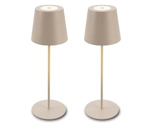 Briloner - Set of 2 Rechargeable LED Table Lamps, with Touch Control, Dimmable, Adjustable Height, IP44, LED Light, Battery Table Lamp, Bedside, Cordless, Night Light, Outdoor, 12X36 cm, Beige
