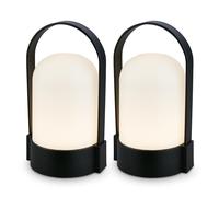 BRILONER - Set of 2 Rechargeable LED Table Lamps with Touch Control, Step Dimmable, LED Light, Battery Table Lamp, Bedside, Cordless, Camp Light, Outdoor, 8.5x8x15.5 cm, Black