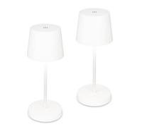 BRILONER - Set of 2 Rechargeable LED Table Lamps with Touch Control, Step Dimmable, LED Light, Battery Table Lamp, Bedside, Cordless, Camping, Outdoor, 10.5x26 cm, White