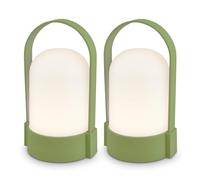 BRILONER - Set of 2 Rechargeable LED Table Lamps with Touch Control, Step Dimmable, LED Light, Battery Table Lamp, Bedside, Cordless, Camp Light, Outdoor, 8.5x8x15.5 cm, Lime Green