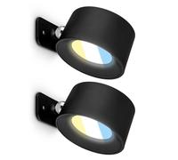 BRILONER - Set of 2 Rechargeable Wall Lights Without Power Connection, Magnetically Removable, 360-Degree Rotatable, Dimmable, Cct, Sticky Wall Lights, Battery Lamp, Cordless, 9x7.5x4cm, Black