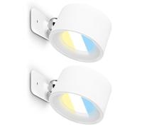 BRILONER - Set of 2 Rechargeable Wall Lights Without Power Connection, Magnetically Removable, 360-Degree Rotatable, Dimmable, Cct, Sticky Wall Lights, Battery Lamp, Cordless, 9x7.5x4cm, White