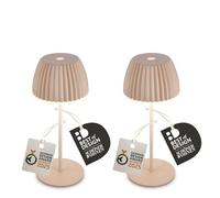 BRILONER - Set of 2 Riffle Mini Rechargeable LED Table Lamps Ip44 with Light Edge, 8.5x20cm, Touch, Replaceable Battery, LED Light, Bedside Lamp, German Design Award Winner 2025, Umbrasand