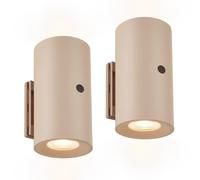 Briloner - Set of 2 Sticklights Wall Lights, Rechargeable, Dimmable, Beige | Set of 2, Magnetic, Stick On, Wireless, Up Down, Warm White, LED Sticky Lamp, Bedside, Living Room, 2W, 140lm, 3000K