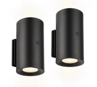 Briloner - Set of 2 Sticklights Wall Lights, Rechargeable, Dimmable, Black | Set of 2, Magnetic, Stick On, Wireless, Up Down, Warm White, LED Sticky Lamp, Bedside, Living Room, 2W, 140lm, 3000K