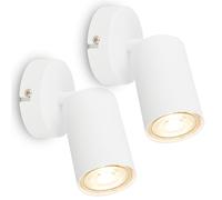 BRILONER - Set of 2 Wall Lights, Adjustable, GU10 Socket, max. 9 W, Wall Lamp, Lights Indoor, Bedroom, Bedside, Kitchen, Hallway, 8 x 15.5 cm, White