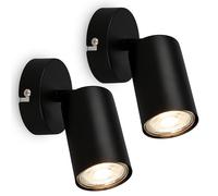 BRILONER - Set of 2 Wall Lights, Adjustable, GU10 Socket, max. 9 W, Wall Lamp, Lights Indoor, Bedroom, Bedside, Kitchen, Hallway, 8 x 15.5 cm, Black