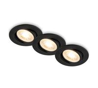 BRILONER - Set of 3 LED recessed downlights 230V, Adjustable, Warm White, Ceiling Spotlight, LED Lights, recessed spotlights, 68mm Hole, 8x2.2 cm, Black