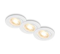 BRILONER - Set of 3 LED recessed downlights 230V, Adjustable, Warm White, Ceiling Spotlight, LED Lights, recessed spotlights, 68mm Hole, 8x2.2 cm, White