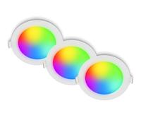BRILONER - Set of 3 LED recessed downlights 230V with Remote Control, dimmable, RGB, CCT, Ceiling Spotlight, recessed spotlights, 68mm Hole, 12x4cm, White
