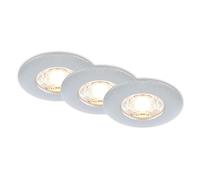 Briloner - Set of 3 LED Recessed Spotlights 230V Bathroom IP44, Ceiling Spotlights, LED Spotlights, Flat Ceiling Spotlights, Matt Chrome