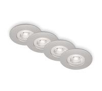 BRILONER - Set of 4 recessed Ceiling Lights, dimmable, Ultra-Flat LED recessed Lights, Bathroom recessed Spotlight, Bathroom recessed spot IP44, matt Chrome, 90x25mm (DxH)