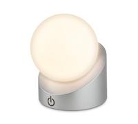 BRILONER Mini LED Table Lamp Wireless IP54 with Touch, dimmable in Steps, Rechargeable Battery & Light Source Exchangeable, Bedside lamp, Ball, LED lamp, Outdoor lamp, 10x8x9 cm, Chrome Matt