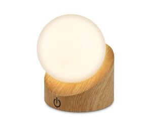 Briloner Sora Wood Effect Mini Led Table Lamp Desk Light Rechargeable Ip54 Dimmable Outdoor